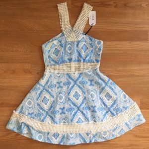 Lucca Couture Blue/white Fit + flare printed dress